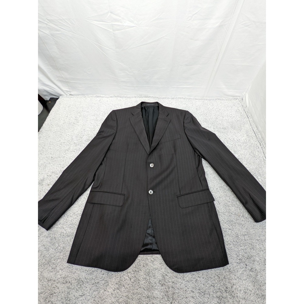 Luigi Bianchi Mantova Suit Size‎ 42L Gray Blue Stripes 100% Lana Wool Made Italy